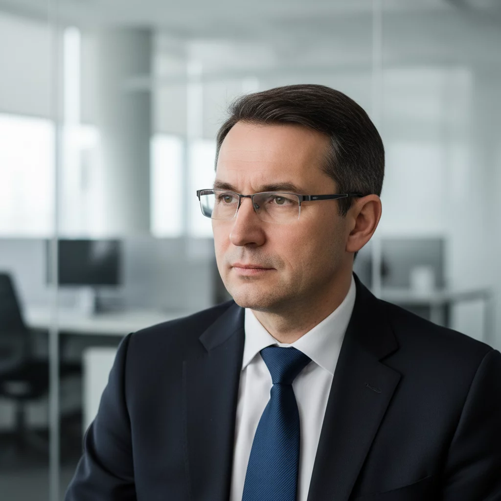 Russian male middle-aged businessman in formal attire portrait